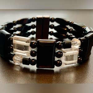 Amazing Magnetic Hematite and clear Quartz bracelet.